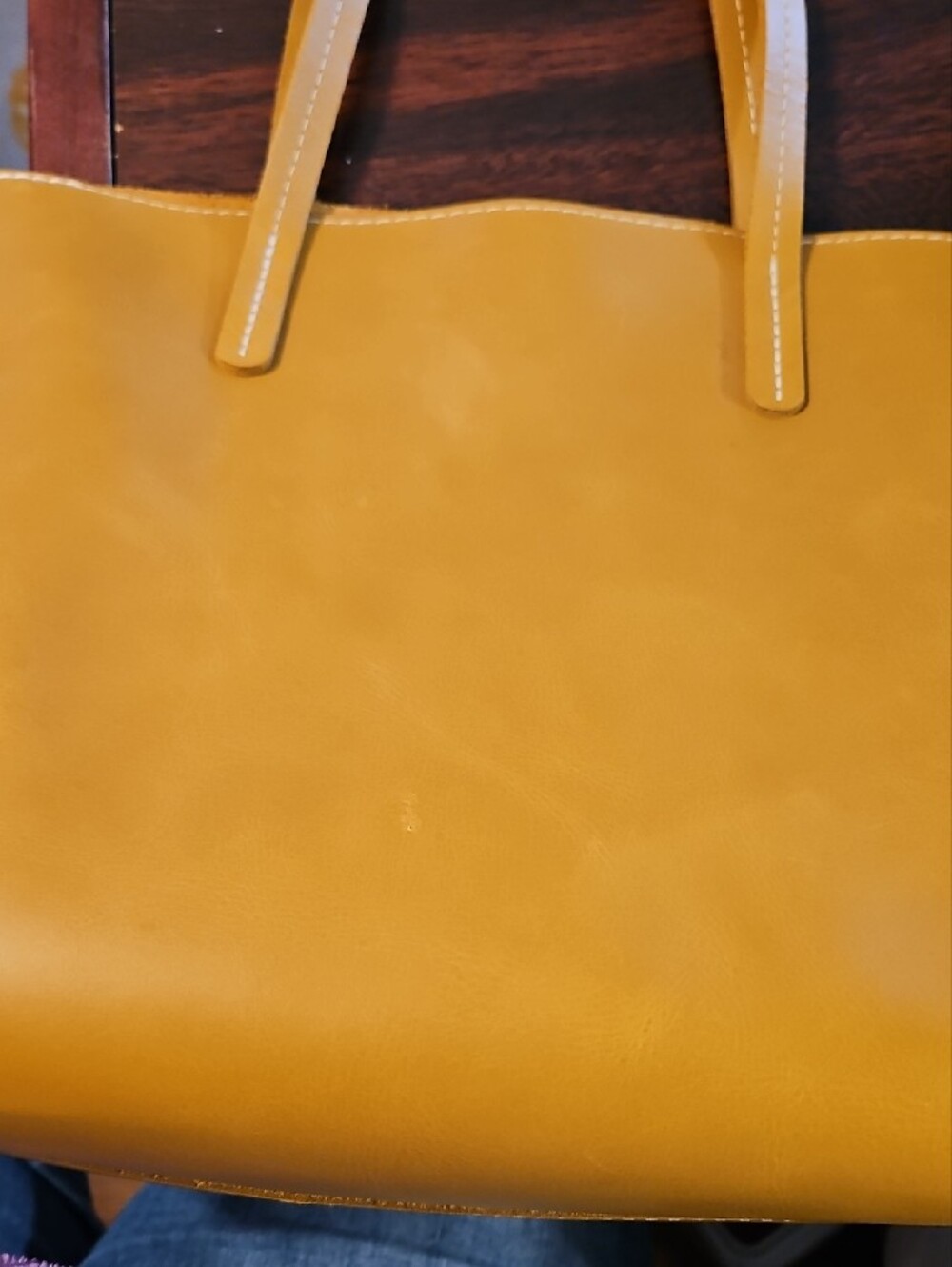 Portland Leather Mustard Yellow Leather Tote - Picture 3 of 4